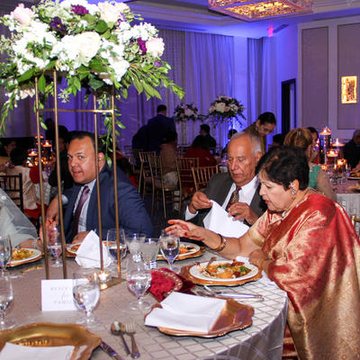 A variety of people dining