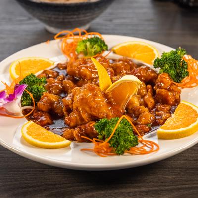 Orange chicken plate.