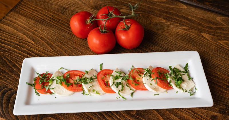 The caprese salad and fresh tomatoes