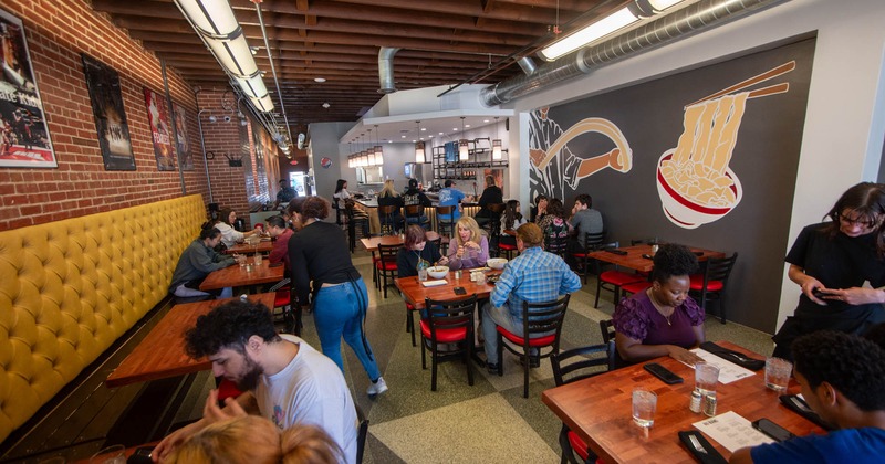 Interior, dining area, guests enjoying their food