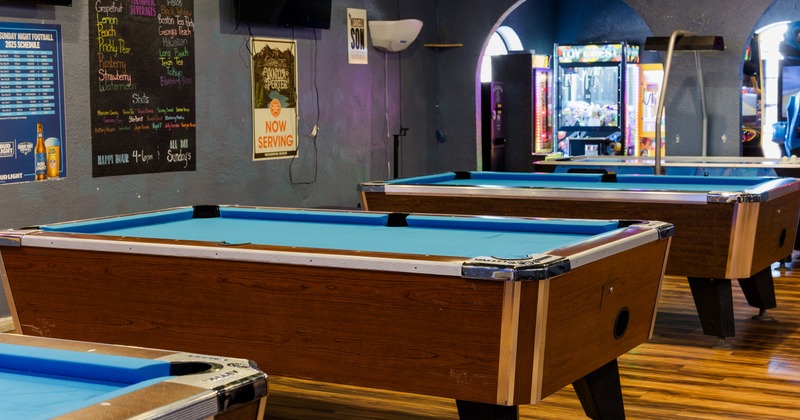 Interior with pool tables