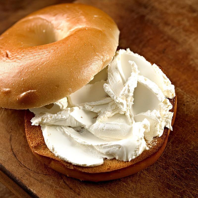 Hand Rolled Bagel with Plain Cream Cheese photo