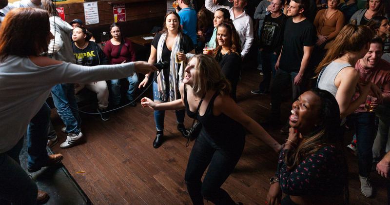 A lady from the crowd singing