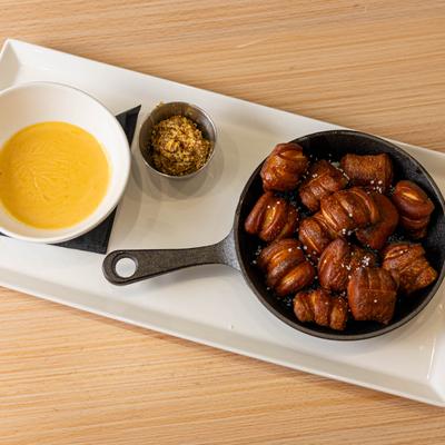 Pretzel Bites, with whole grain mustard, and beer cheese.
