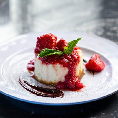 Goat Cheese Strawberry Cheesecake.