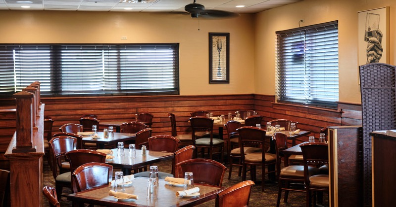 Interior, dining area, tables with tableware
