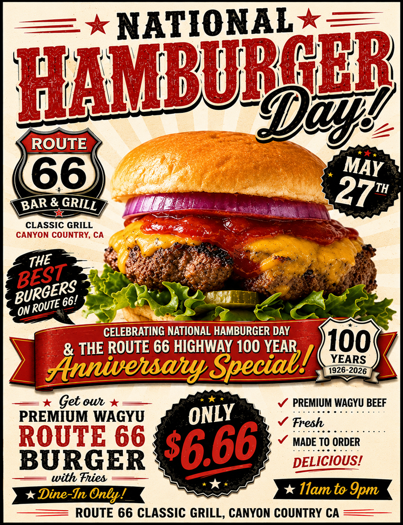 National Hamburger Day Special $6.66 for a burger and fries