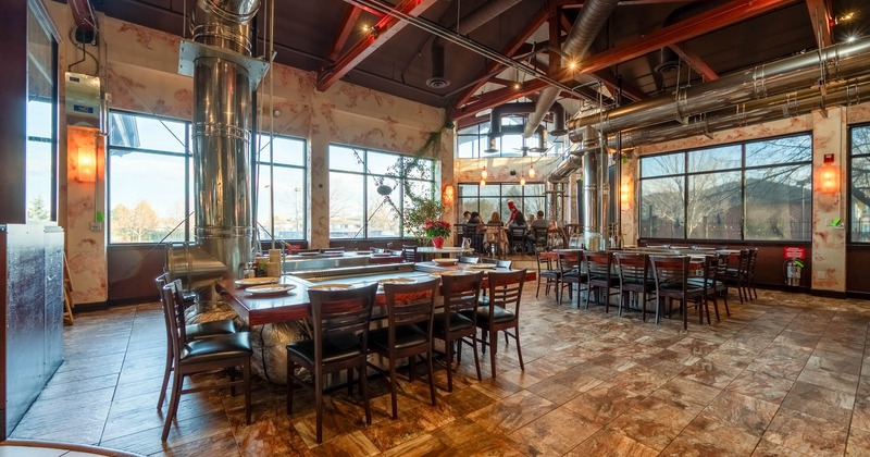 Dining area with big windows