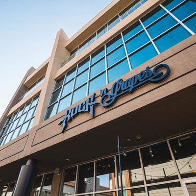 Exterior, low angle view of the building and fascia sign.