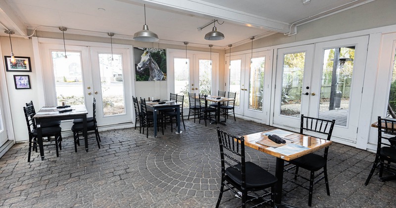 Interior, dining area with tables and chairs