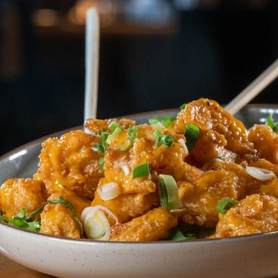 Hakka Zen shrimp, closeup.