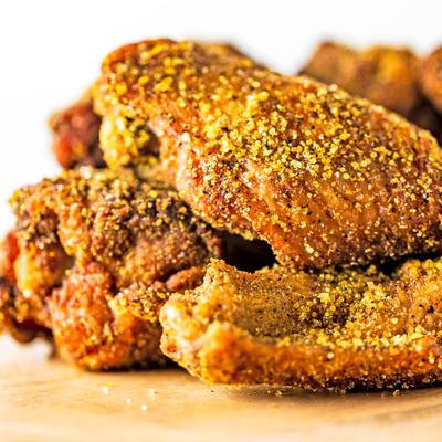 Our Caribbean candy (lemon pepper) seasoning on jumbo wingettes.