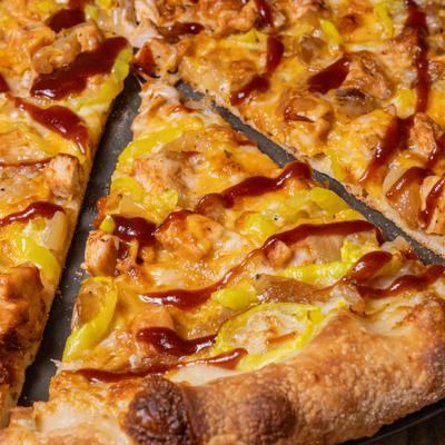 BBQ chicken pizza.