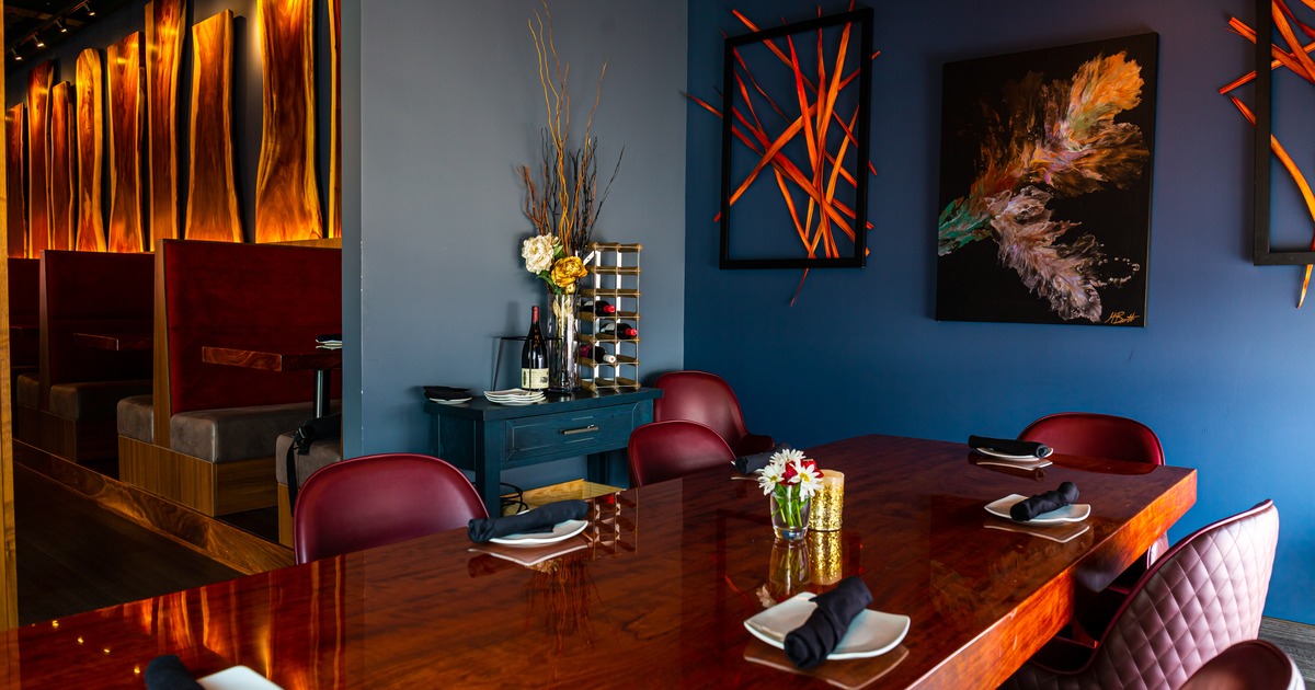 Long wooden dining table