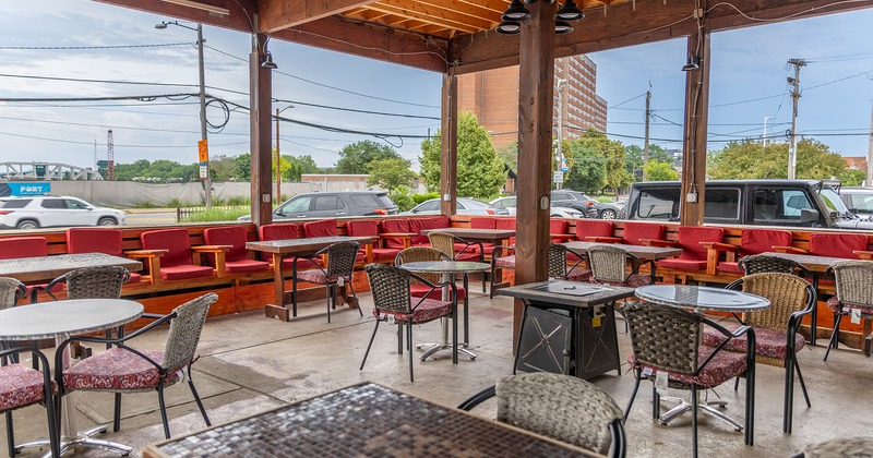 Covered patio seating area