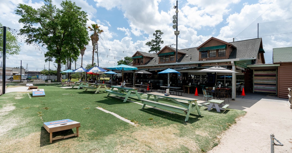 Outdoor, tables with wooden benches