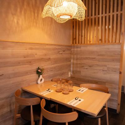 Interior, table setting.