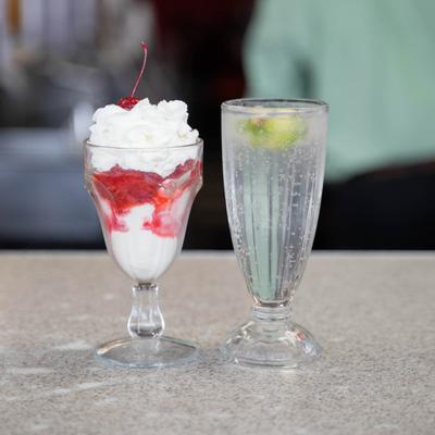 Strawberry sundae and a limeade.