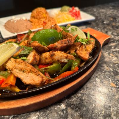 Chicken fajitas.