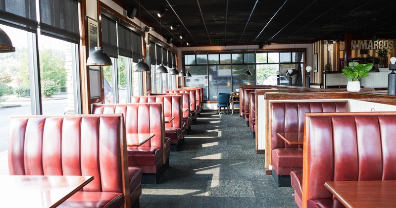 Interior, leather booths
