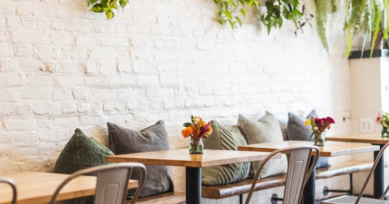 Inside, tables and chairs, closeup