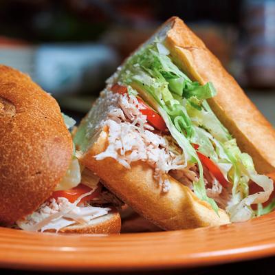 Closeup on a turkey grinder sandwich