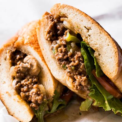 Ground beef and chopped cheese sandwich.