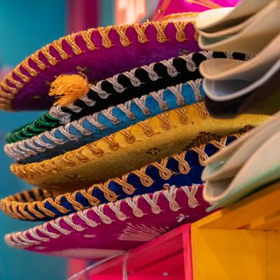 Stack of sombreros.