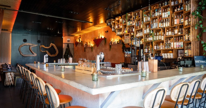 Interior, a bar with bar stools