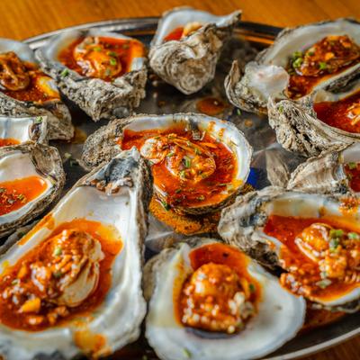 Steamed oysters.