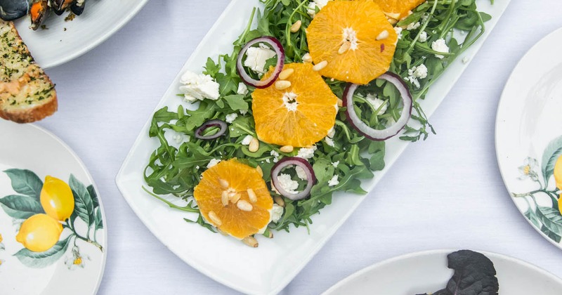 Various types of dishes on the table