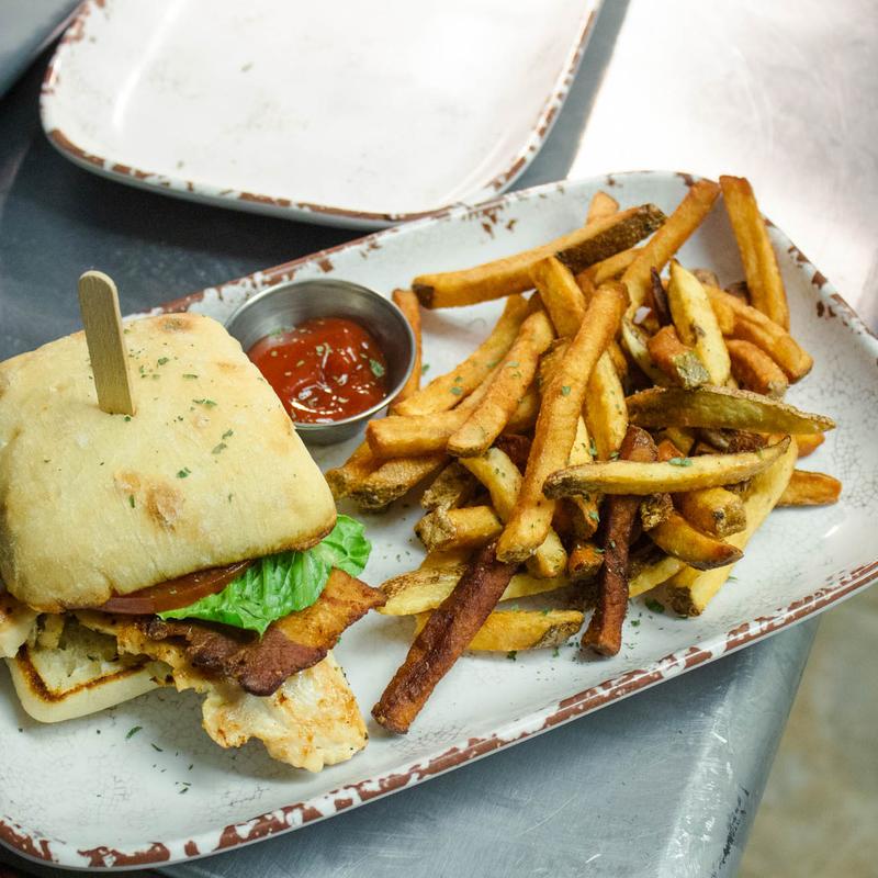 Grilled Chicken Club Sandwich with Fries photo