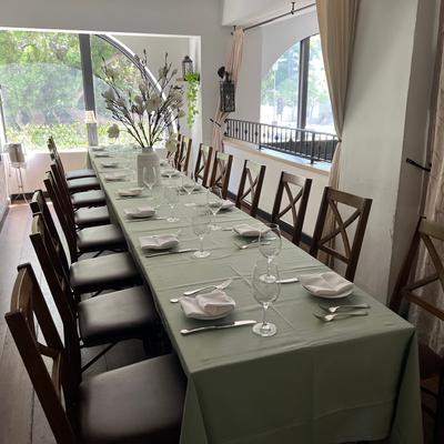 Large table in semiprivate area.