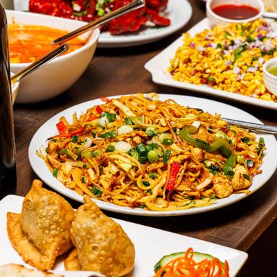 Assorted food dishes.