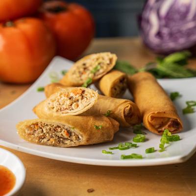 Chicken spring rolls.