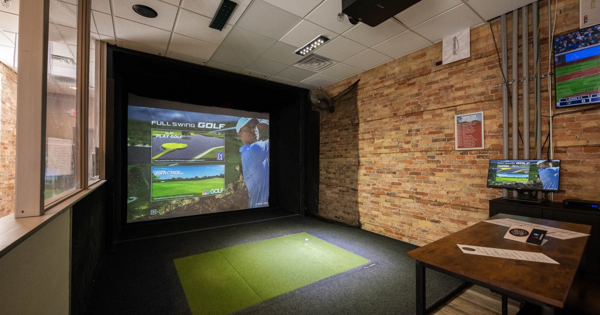 Interior, golf simulator game