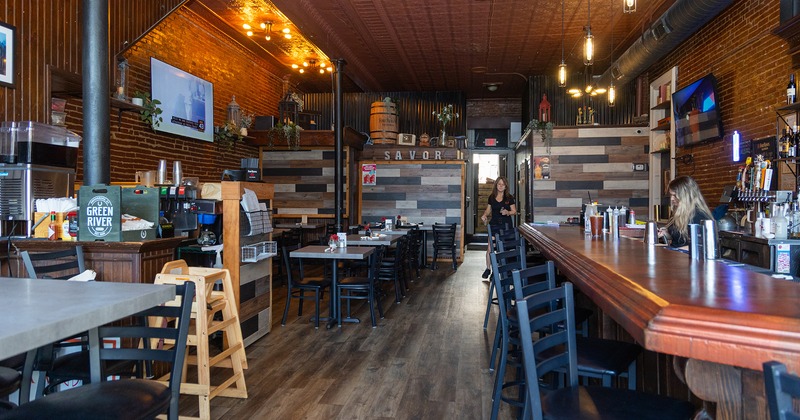 Interior space, seating area and bar area