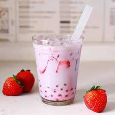 Strawberry Popping Bubble Tea.
