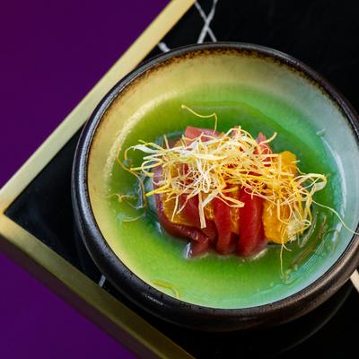 Chashu Kakuni with a watermelon shou, and braised pork belly..