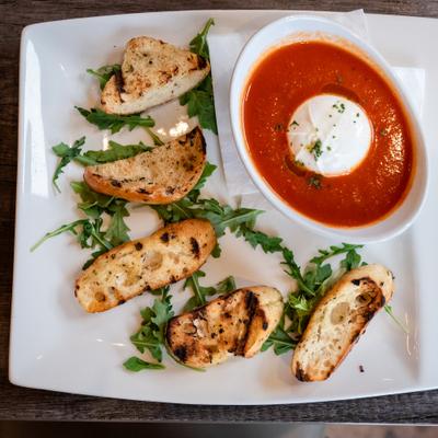 Oven baked burrata with pomodoro sauce.