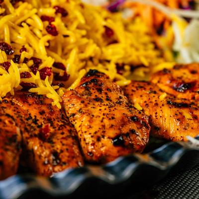 Grilled chicken and rice.