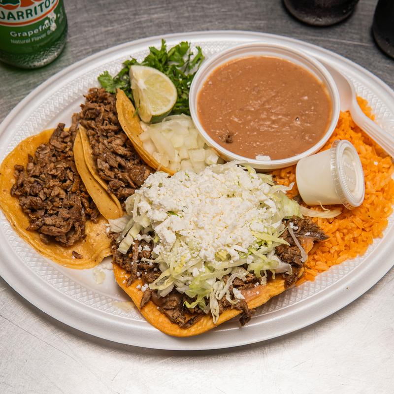 menu item 3 of 10, Tacos, Rice and Beans