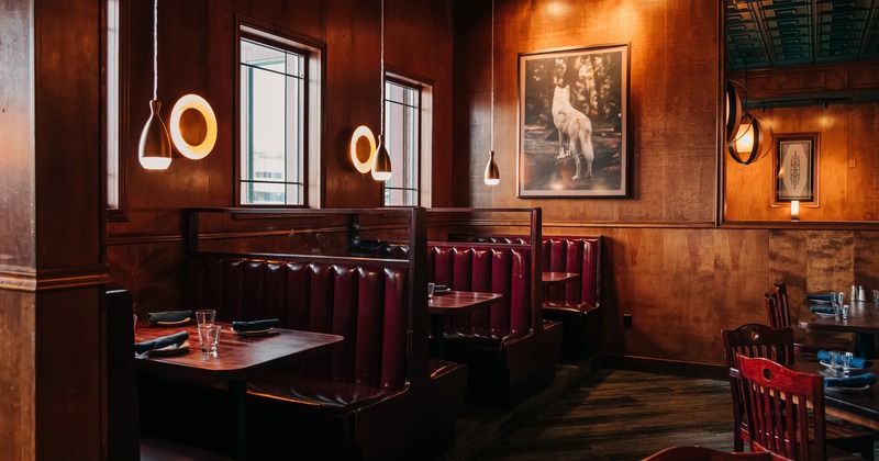 Dining space with set tables