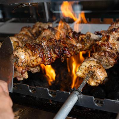 Food being cooked over fire