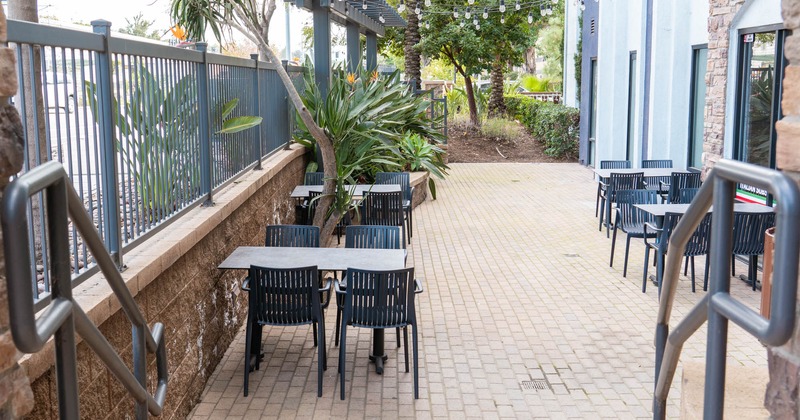 Exterior, tables for four