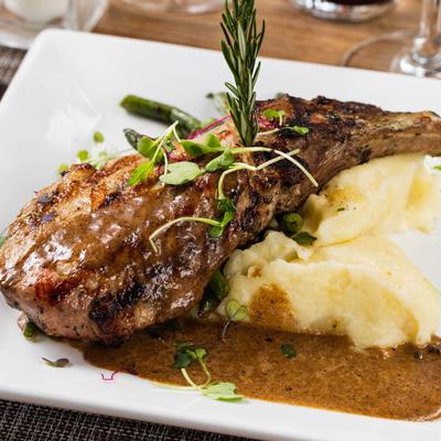 Grilled meat and mashed potato