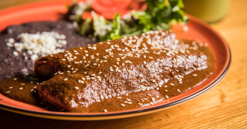 Enchiladas in mole sauce