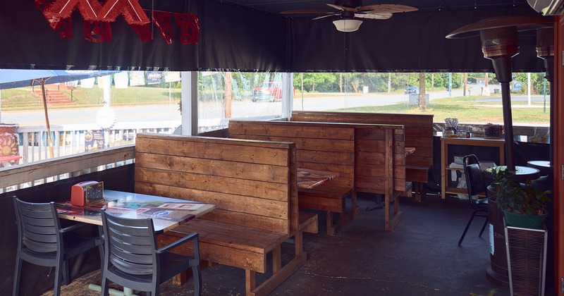 Covered outdoor patio seating