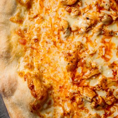 Buffalo Chicken Pizza, closeup.