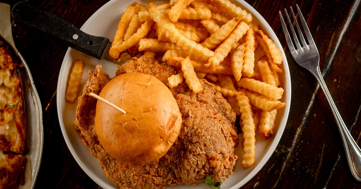 Tenderloin sandwich and fries